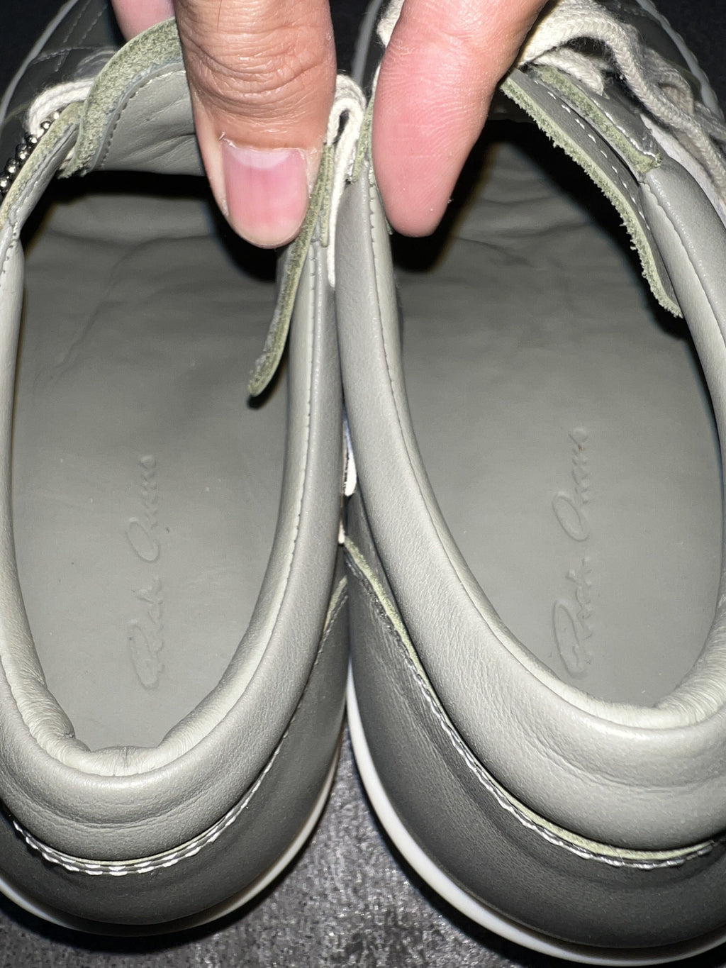 Rick Owens SS25 Vintage Sneaks Grey Green / Milk Leather EU 40