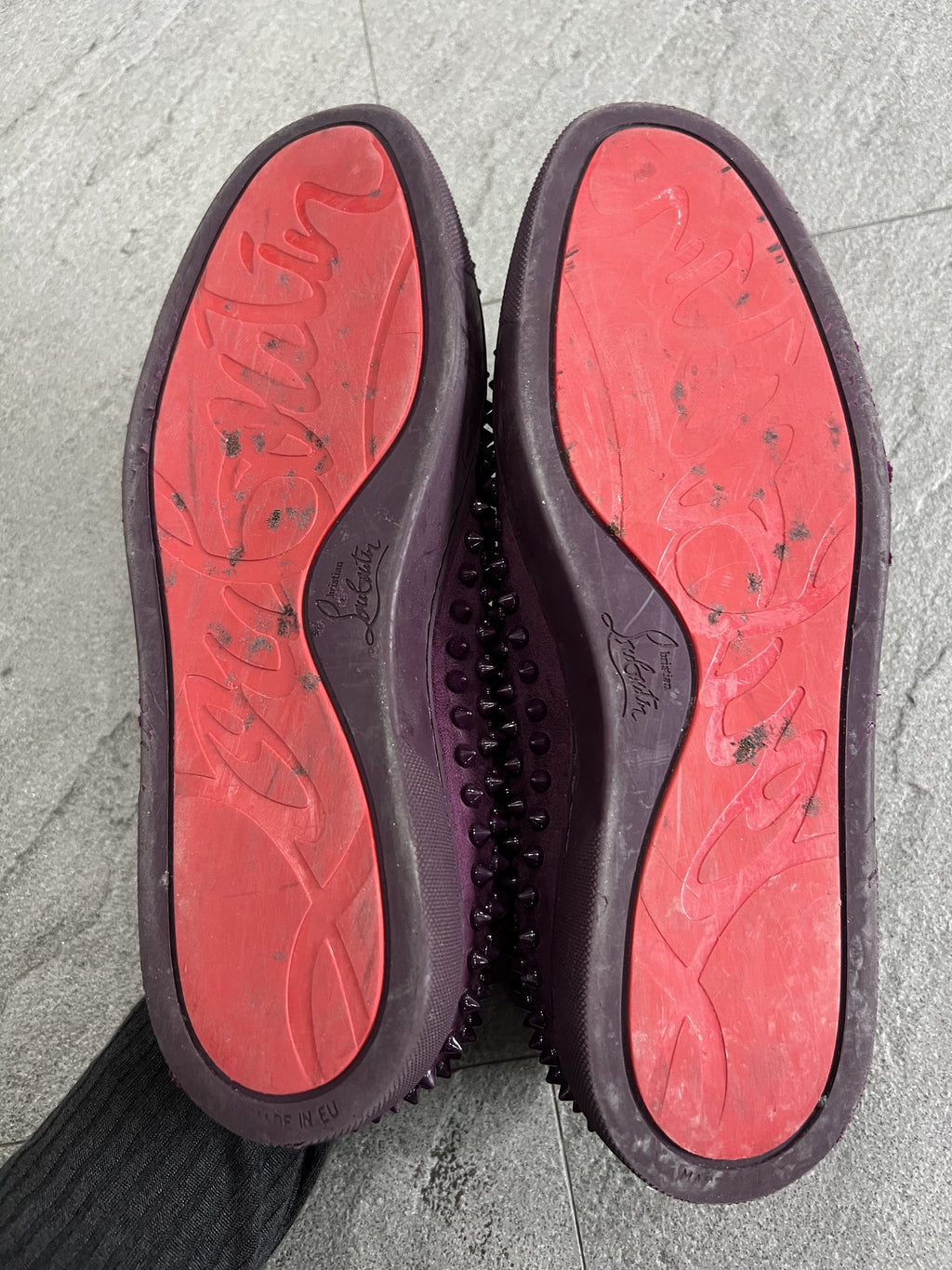 Christian Louboutin Roller Boat Spikes Purple Suede 44