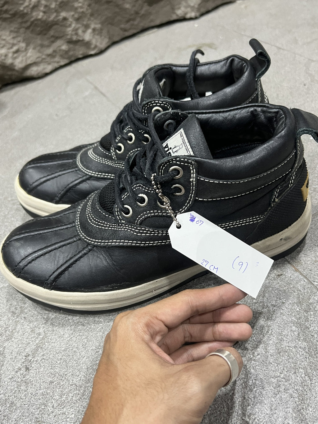 visvim Decoy Duck Mid Folk Black Leather US 9