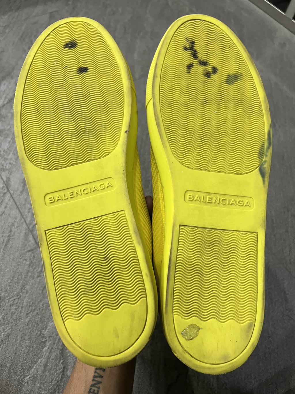 Balenciaga Arena High Top Sneakers Yellow Creased Leather EU 43