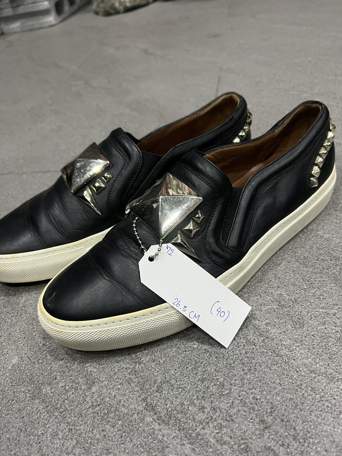 Givenchy Studded Buckle Slip-On Loafers Black Leather EU 40