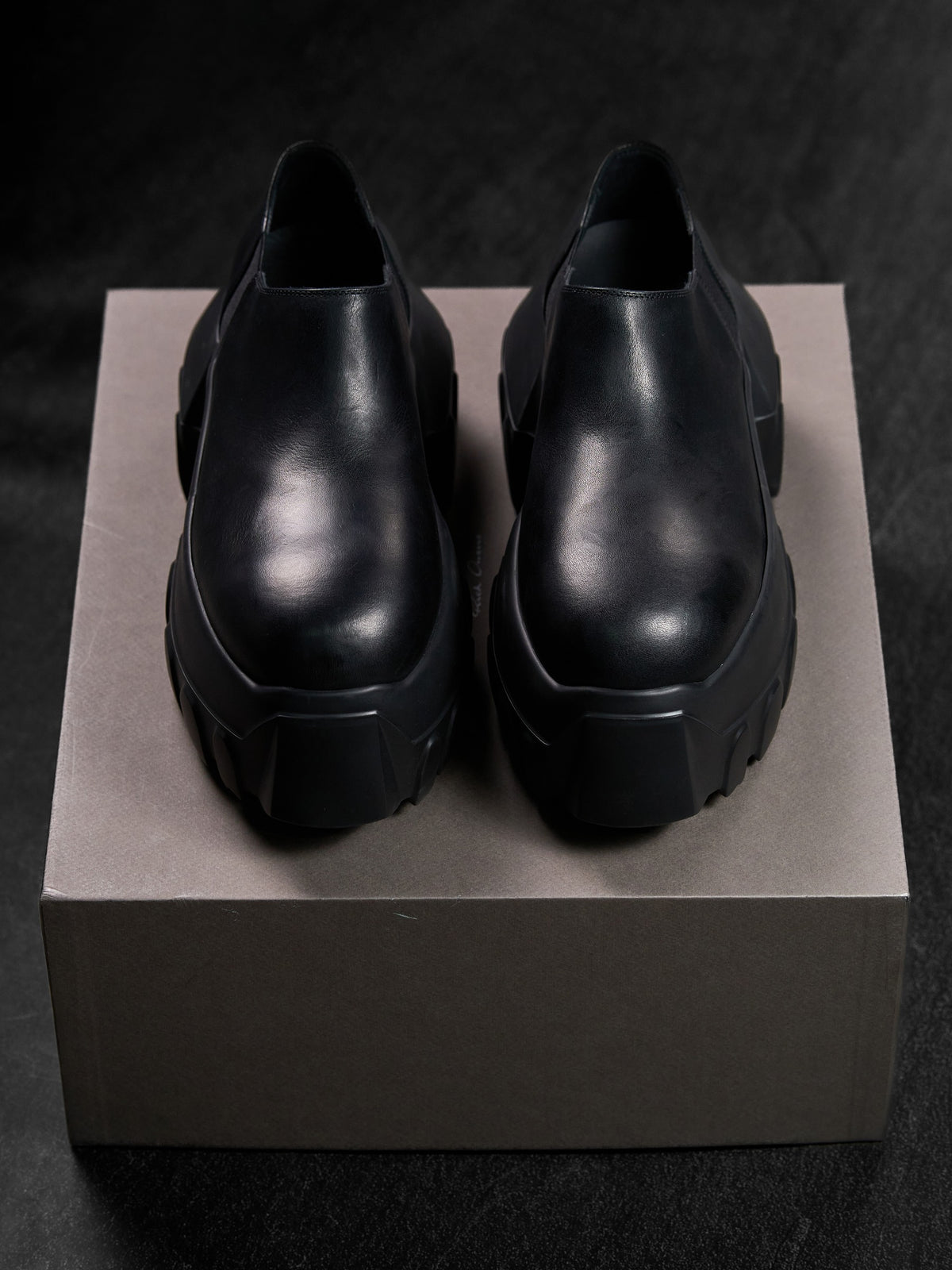 Rick Owens FW25 Slip-On Mega Tractor Boots Black Leather EU 40
