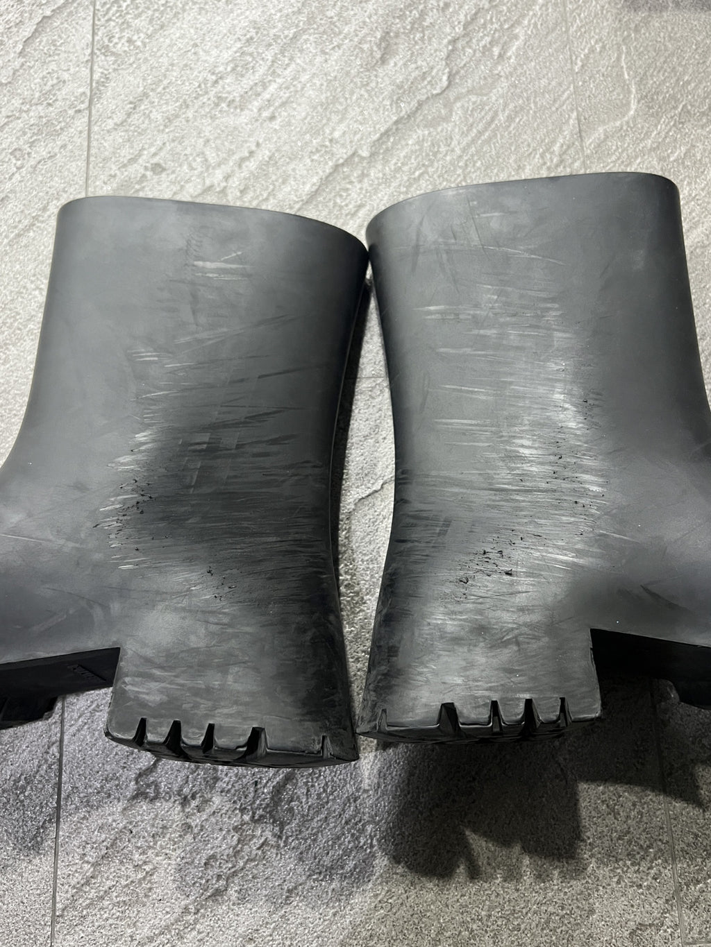 Balenciaga Trooper Rubber Ankle Boots Black Square Toe EU 43