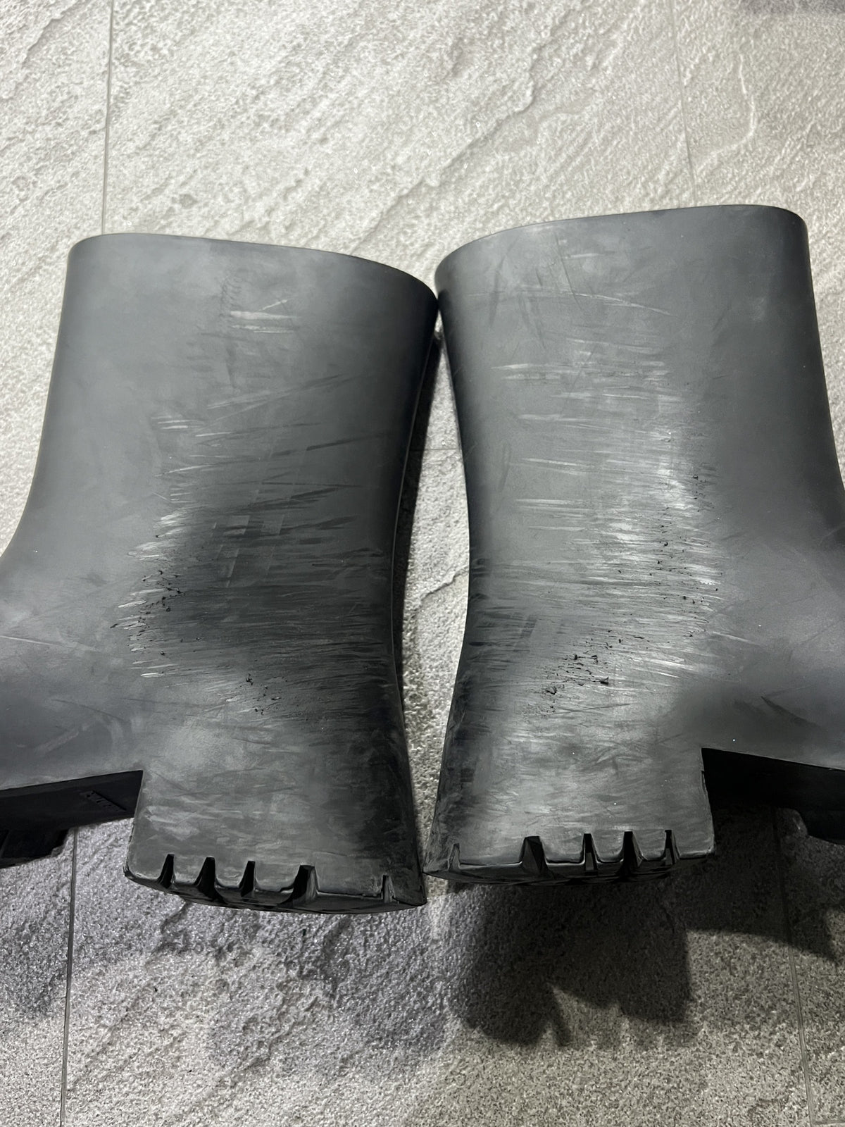 Balenciaga Trooper Rubber Ankle Boots Black Square Toe EU 43