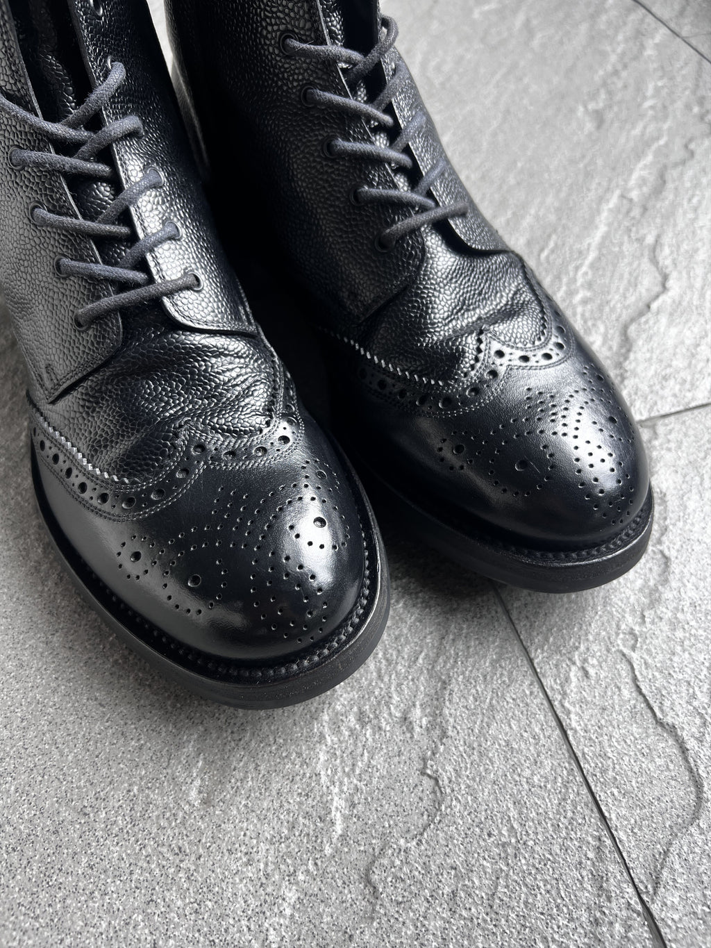 Prada Full Brogue Leather Boots Size 7