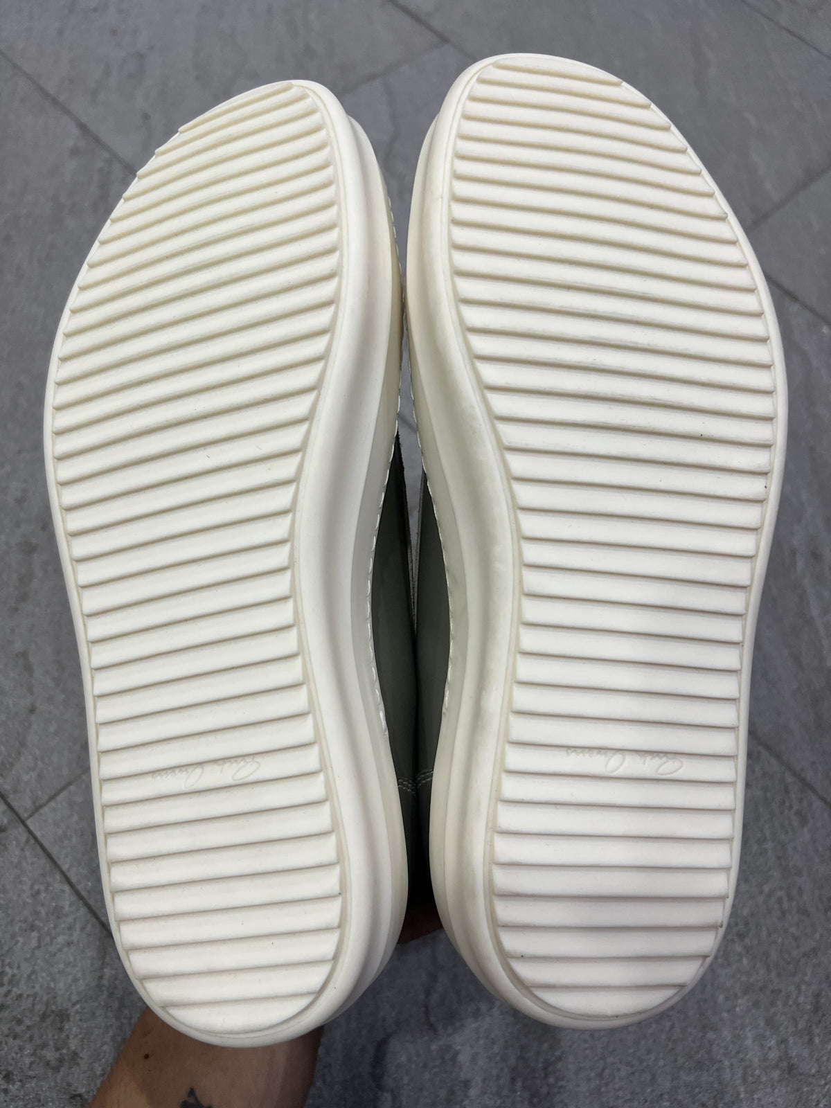 Rick Owens SS25 Vintage Sneaks Grey Green / Milk Leather EU 40