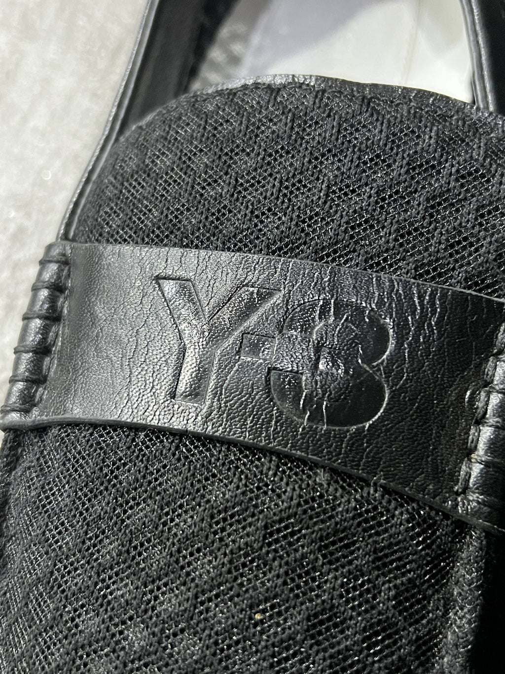 Y-3 Mesh Driving Loafers Black Perforated Leather UK 9