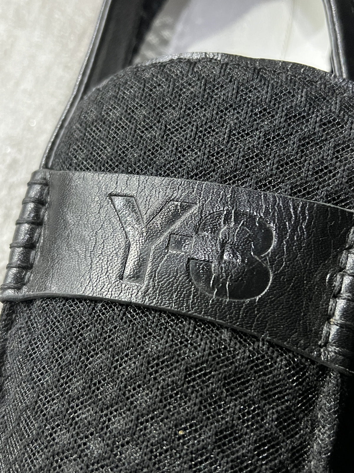 Y-3 Mesh Driving Loafers Black Perforated Leather UK 9