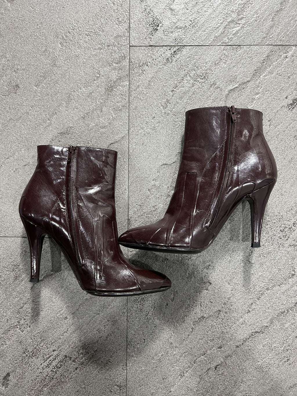 Maison Martin Margiela Oxblood Patent Leather Ankle Boots