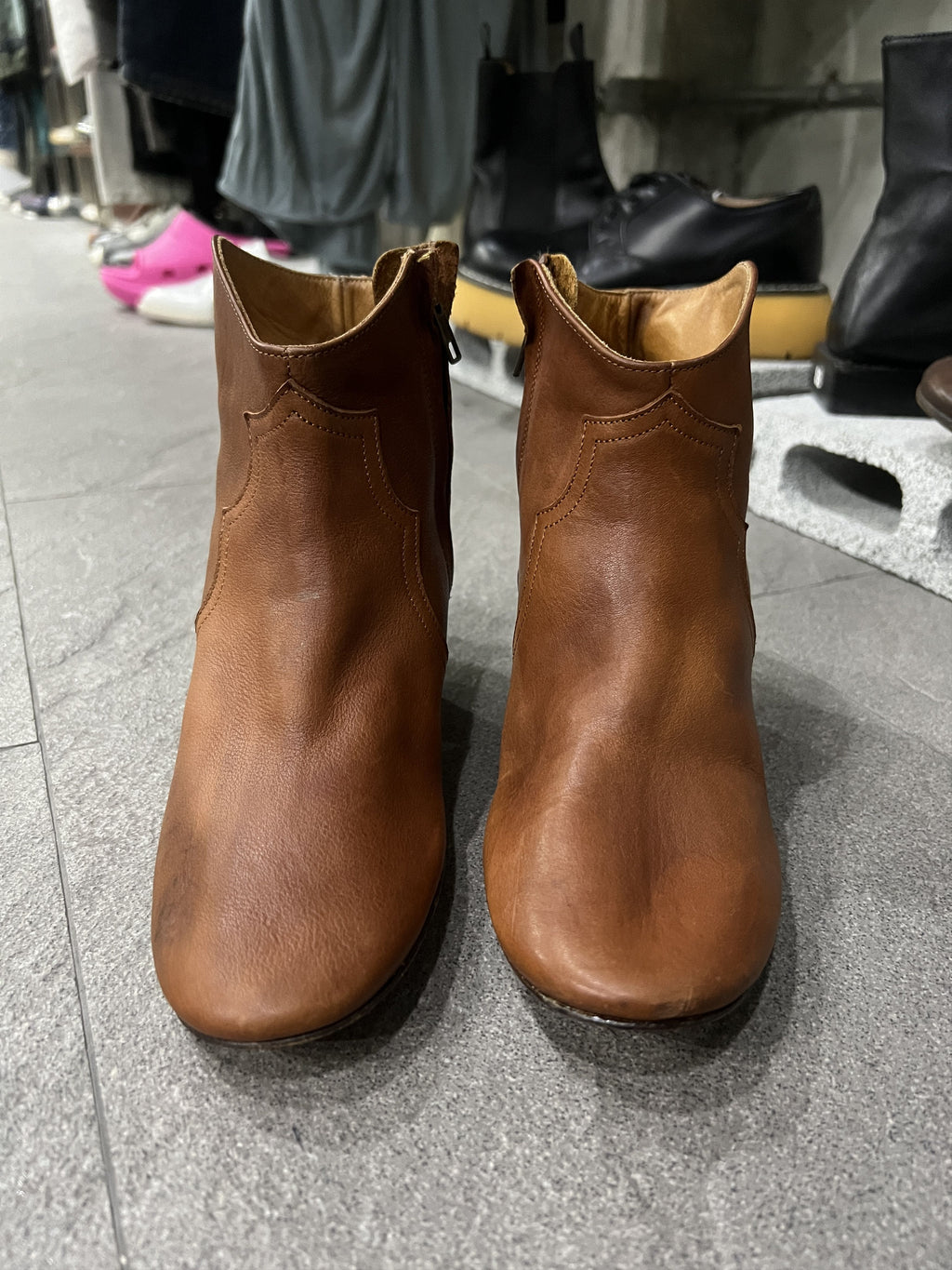 Isabel Marant Brown Leather Western Ankle Boots EU38