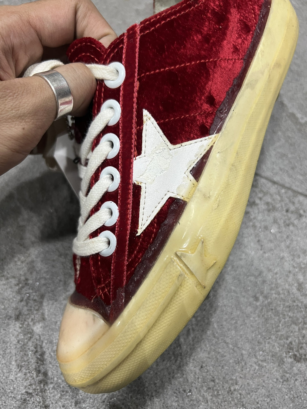 Golden Goose V-Star2 Red Velvet Low Top Size 36