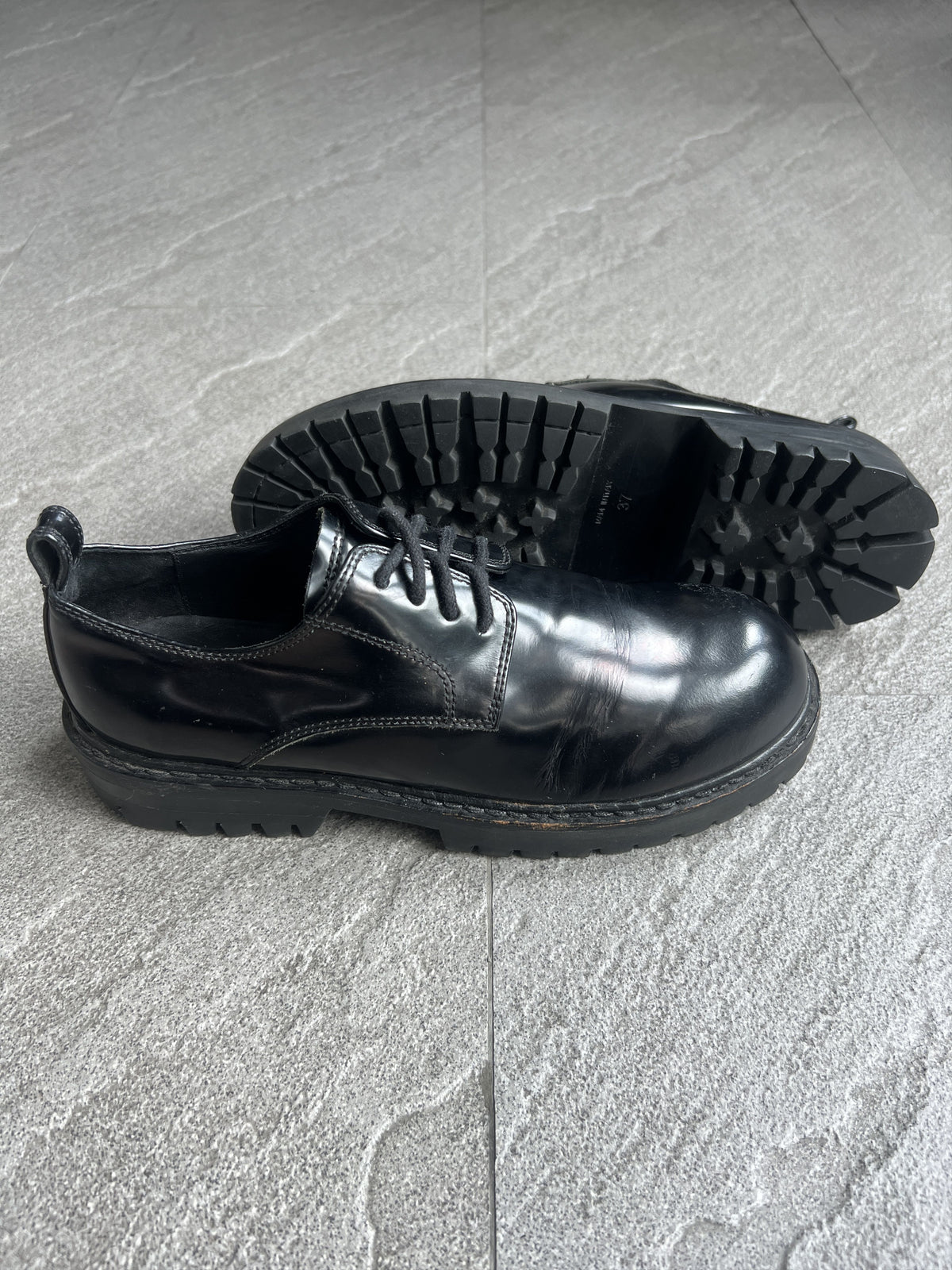 Ann Demeulemeester Leather Commando Sole Derbies EU37