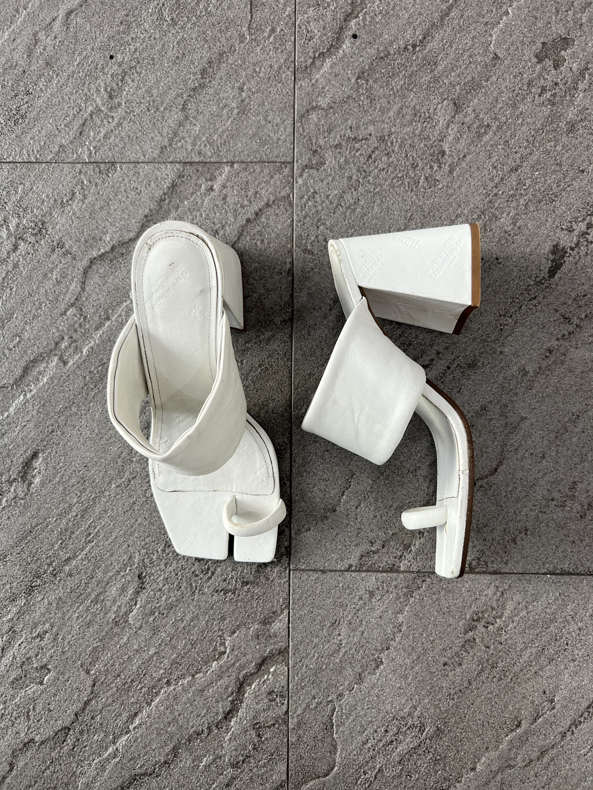 Maison Margiela Tabi White Leather Heel Sandals Size 38