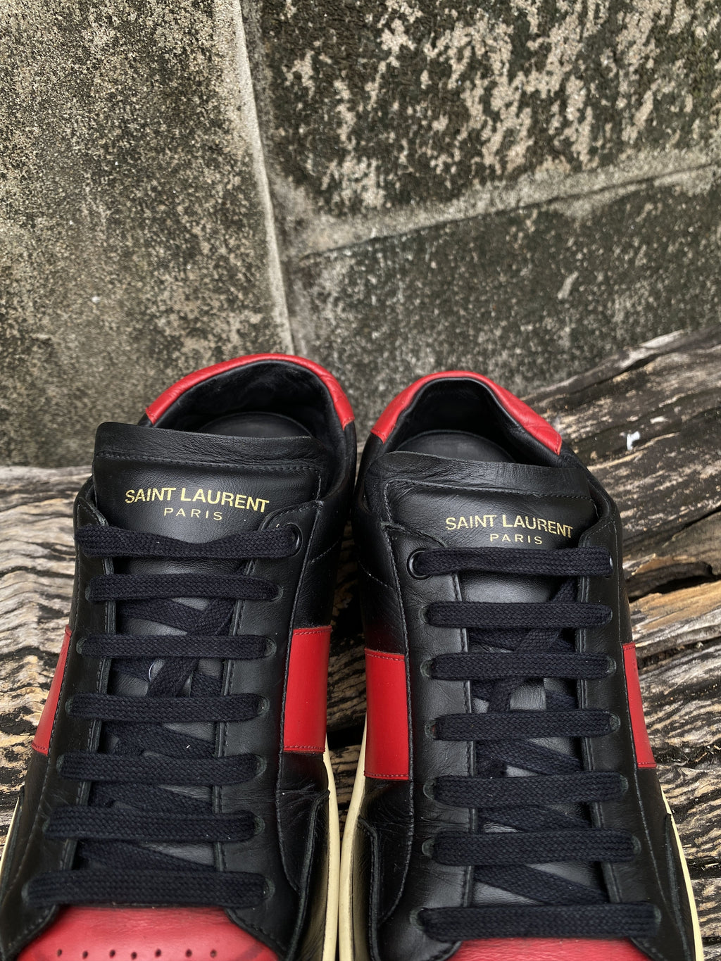 Saint Laurent Black Red Leather Sneakers EU 40