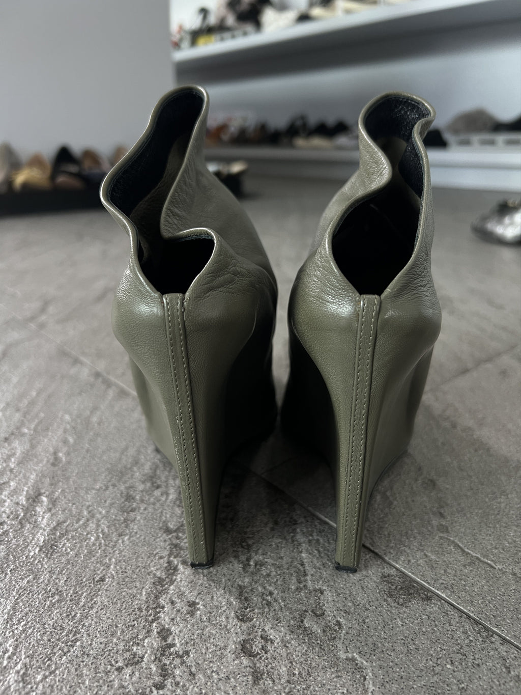 Balenciaga Knife Wedge Ankle Boots Olive Green 36.5