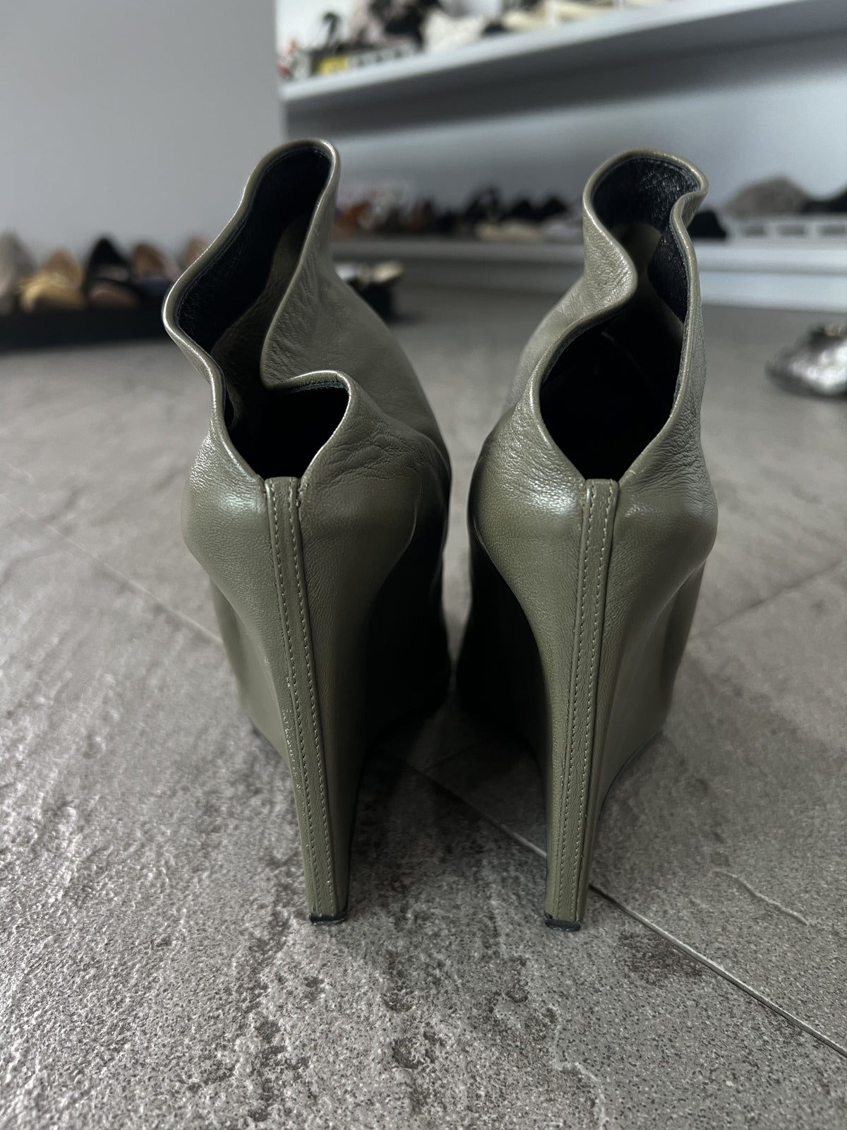 Balenciaga Knife Wedge Ankle Boots Olive Green 36.5