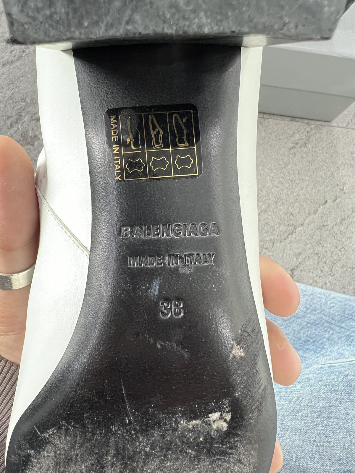 Balenciaga BB Logo Square Toe Ankle Boots White 38