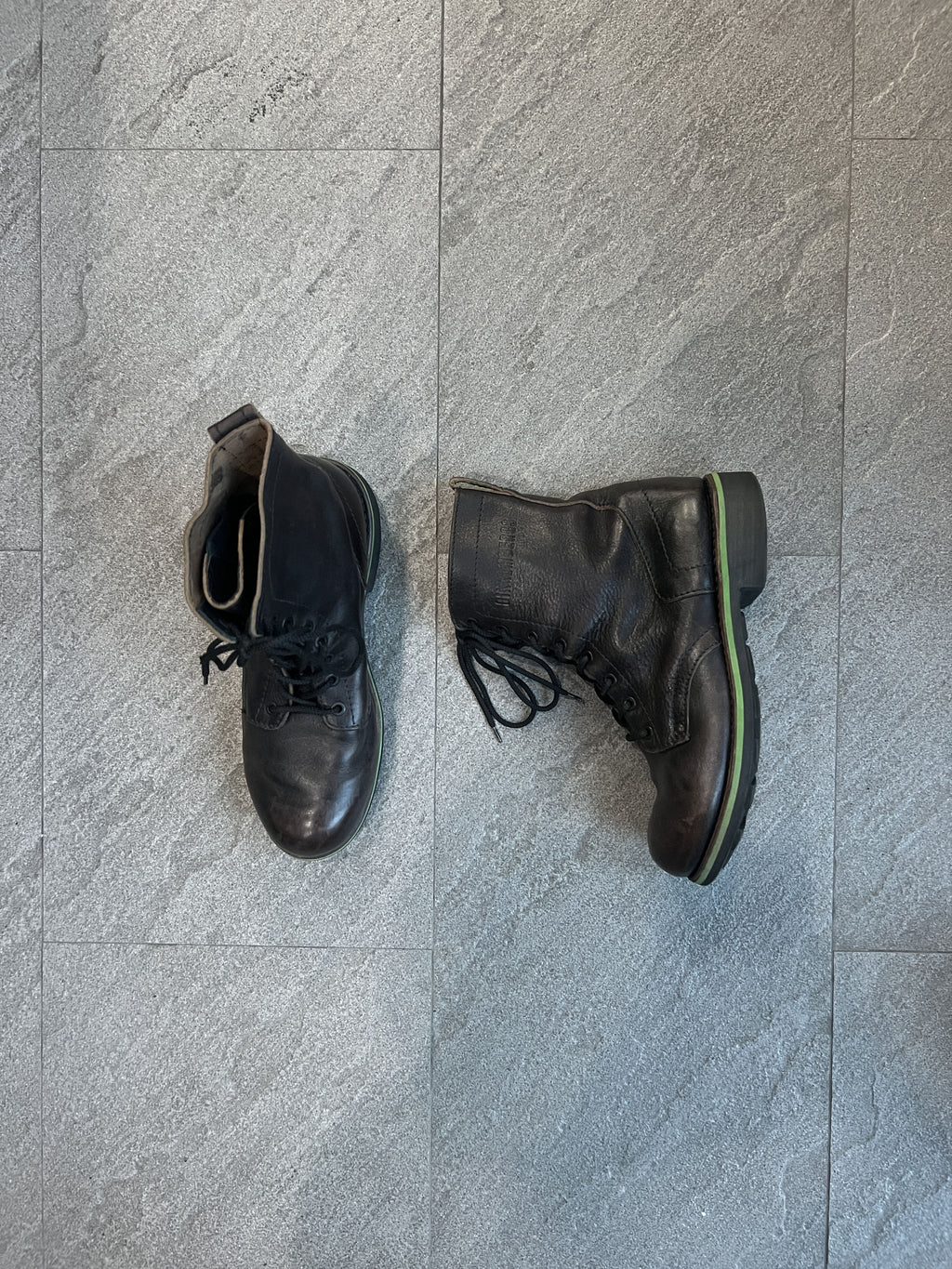 Dirk Bikkembergs Leather Combat Boots Green Sole EU 41