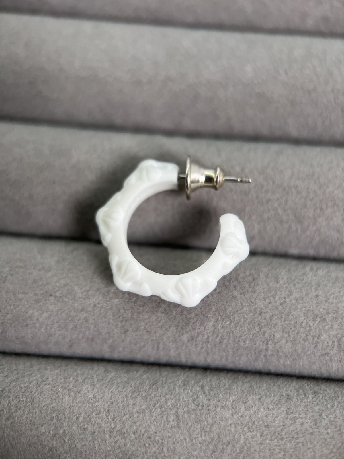 Chrome Hearts White Silicone Cross Hoop Earring