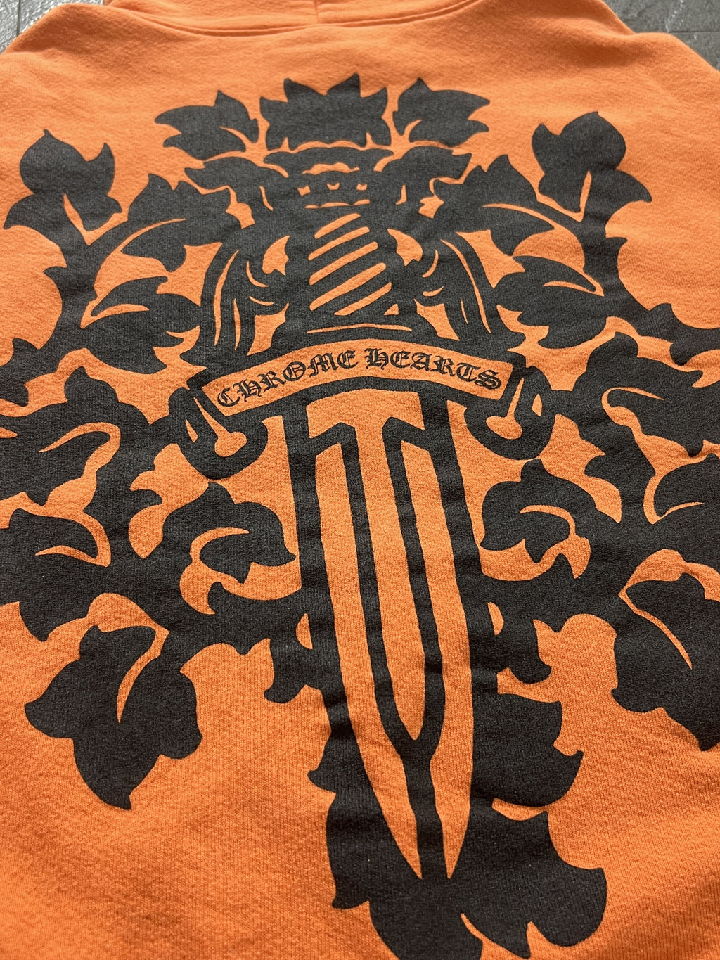 Chrome Hearts Dagger Crest Orange Hoodie USA Medium