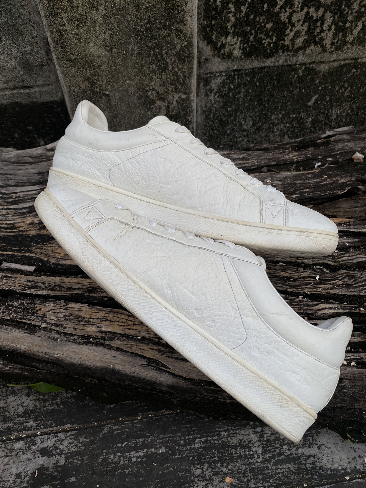 Louis Vuitton White Monogram-Toe Sneakers Size UK9 US10