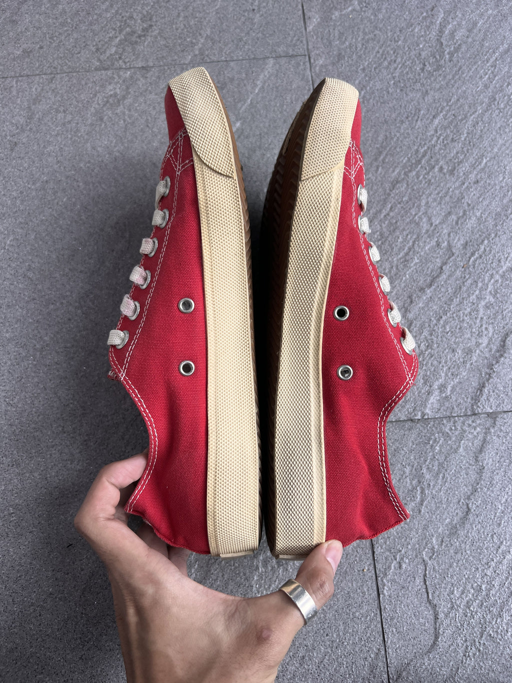 Maison Margiela Red Canvas Tabi Sneakers 27.5cm