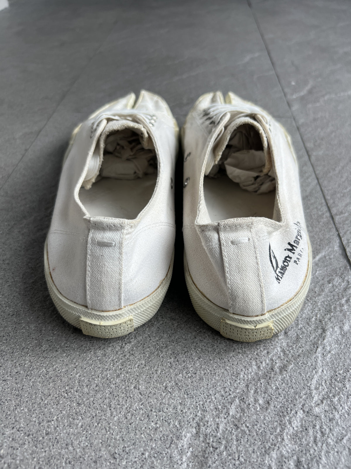 Maison Margiela Painted White Tabi Canvas Sneakers 41