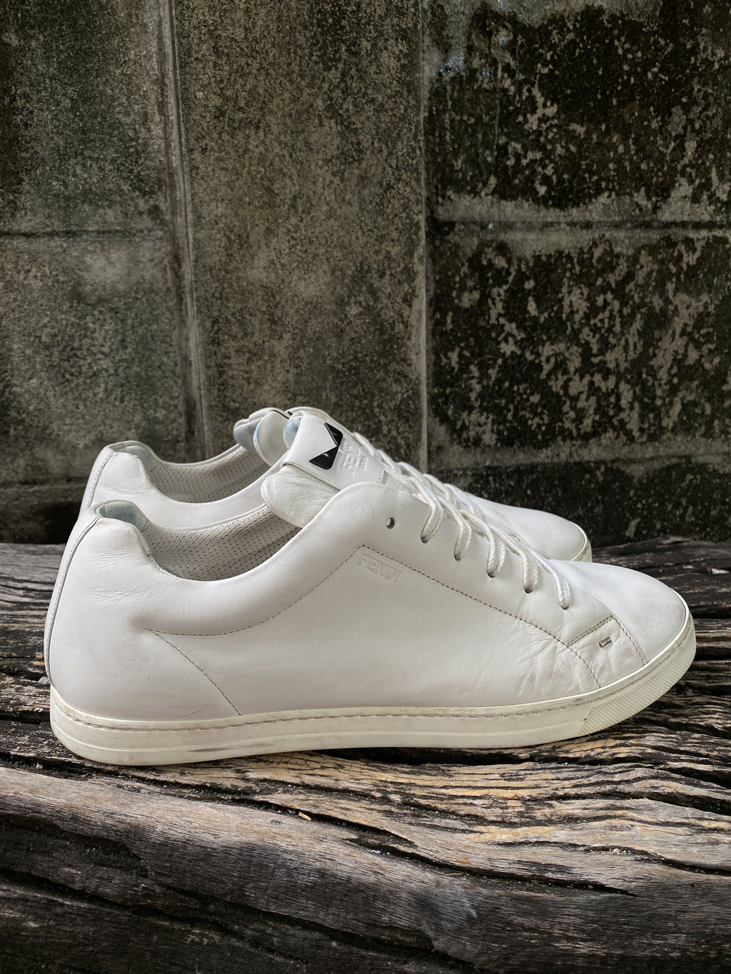 Fendi White Leather Bag Bugs Sneakers
