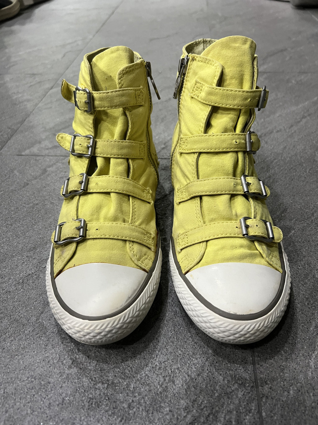 ASH Virgin Bis Multi Buckle High Top Sneakers Yellow EU38