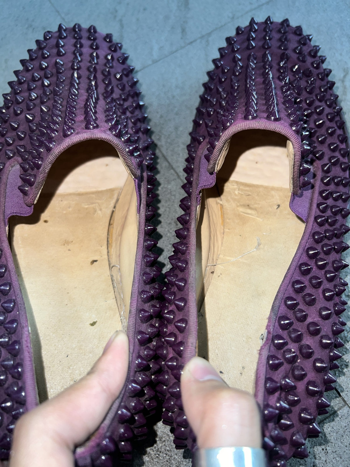 Christian Louboutin Roller Boat Spikes Purple Suede 44