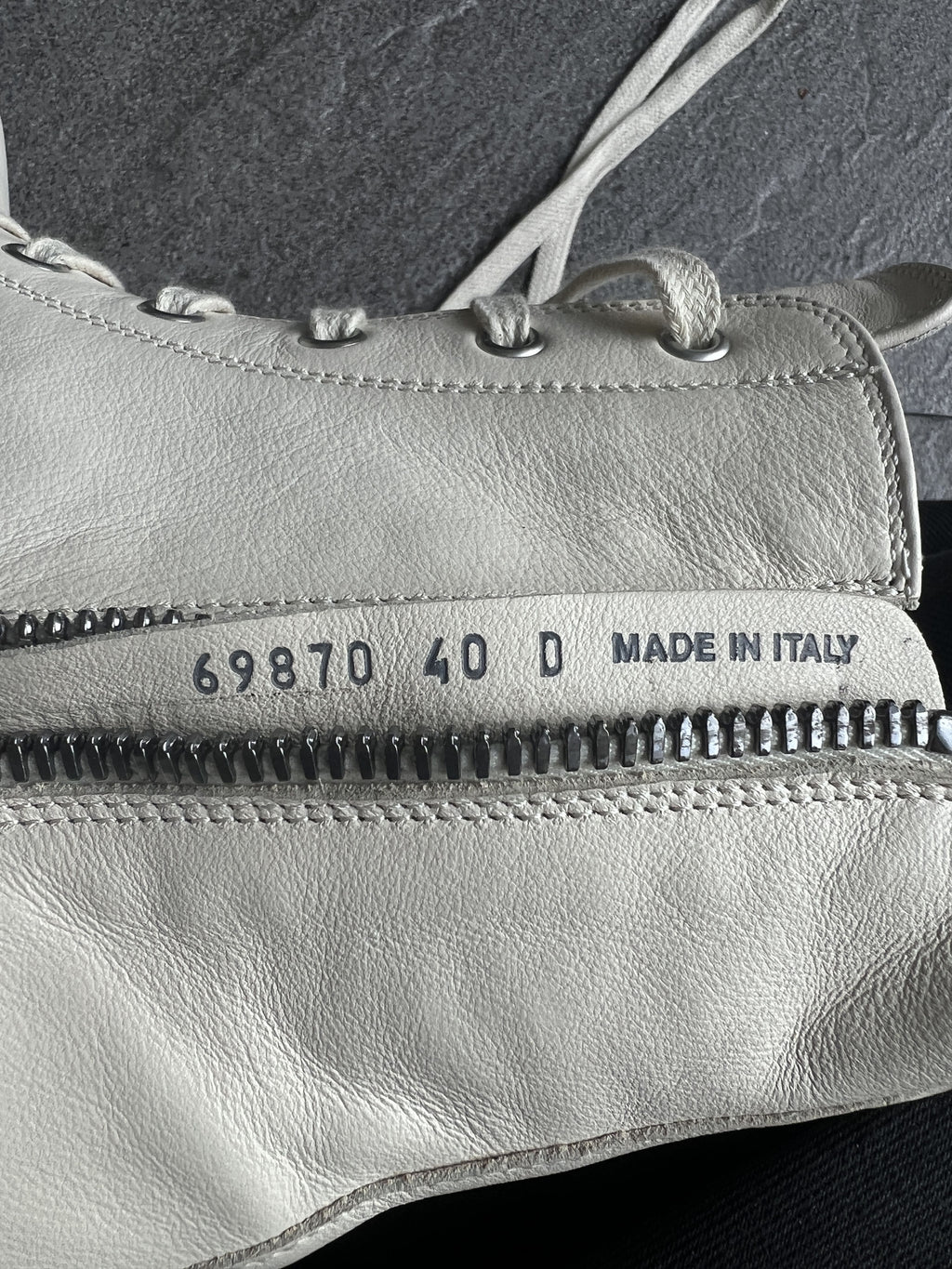 Rick Owens Mainline Leather High Sneakers Milk EU40