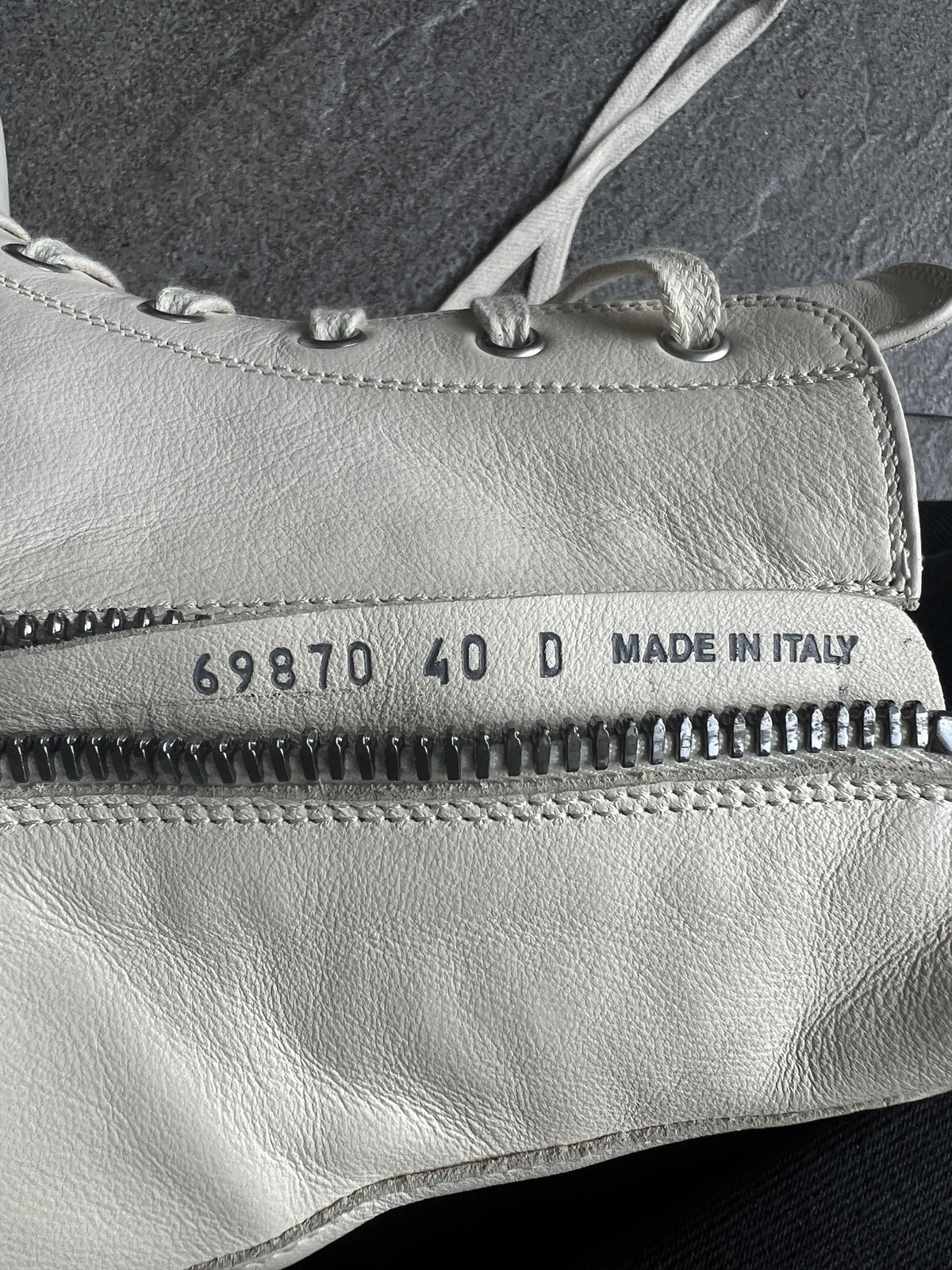 Rick Owens Mainline Leather High Sneakers Milk EU40