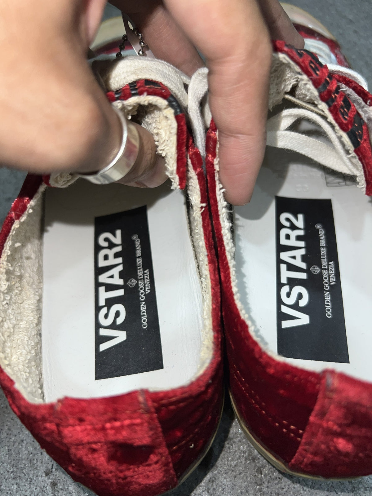 Golden Goose V-Star2 Red Velvet Low Top Size 36