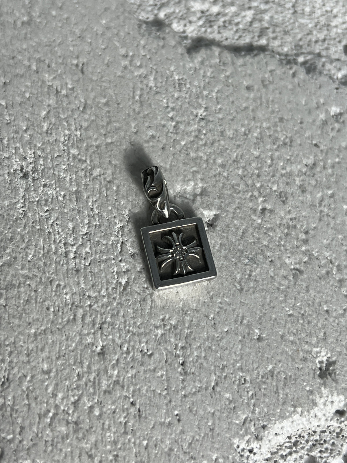 Chrome Hearts Floral Cross Square Pendant Customed Stone 925