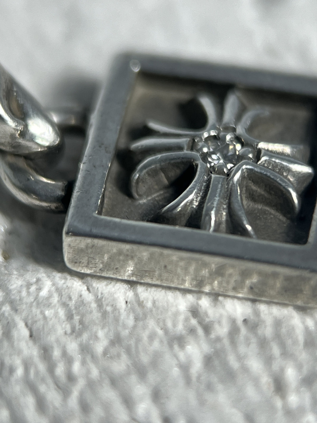 Chrome Hearts Floral Cross Square Pendant Customed Stone 925