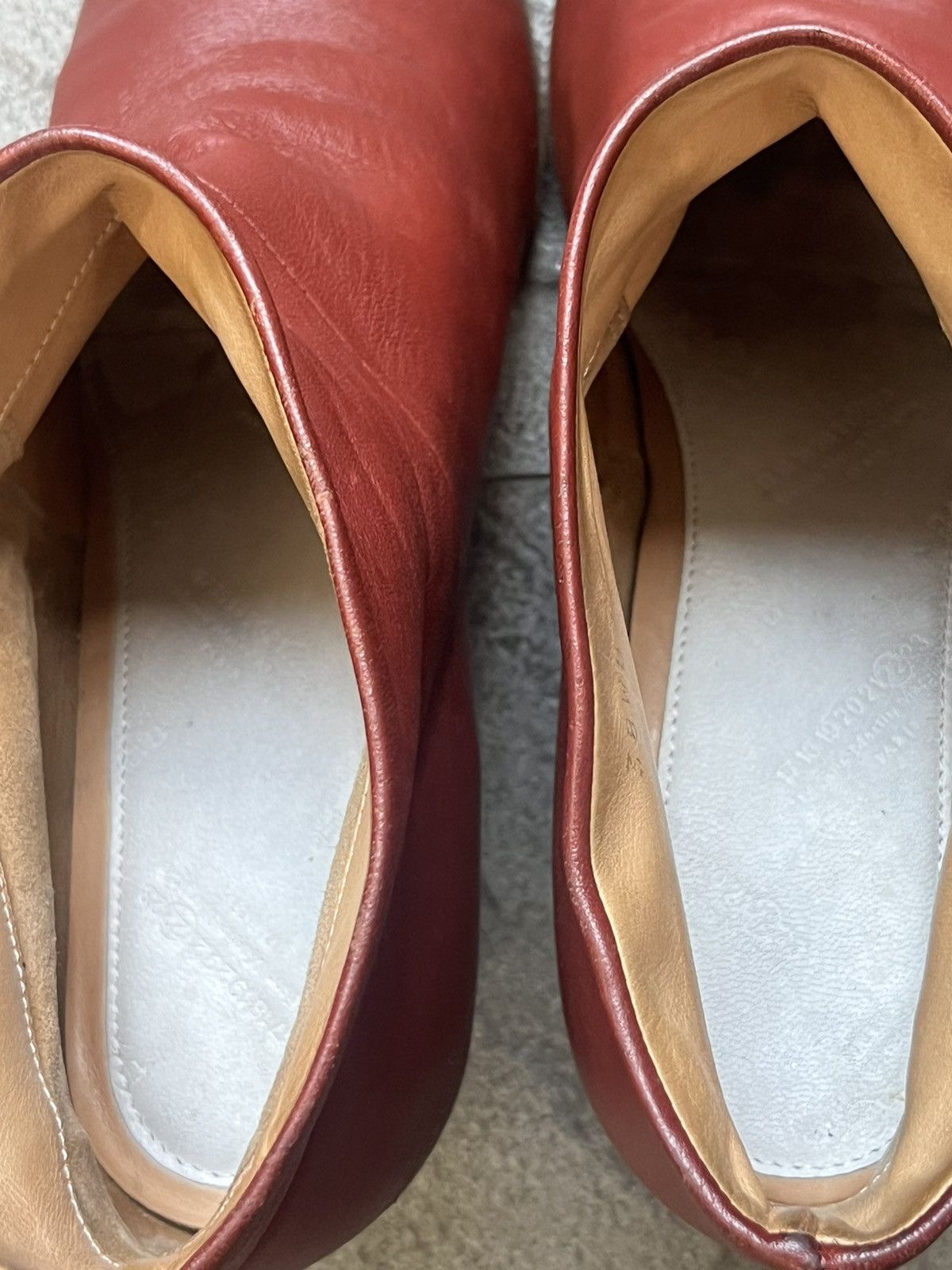 Maison Martin Margiela Oxblood Leather Ankle Boots Heel