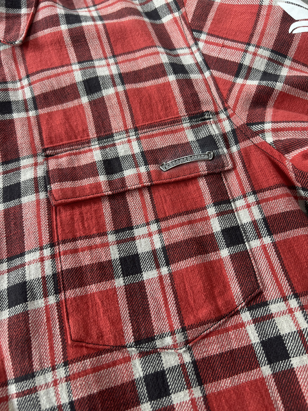 Chrome Hearts Red Plaid Cross Flannel Jacket XL