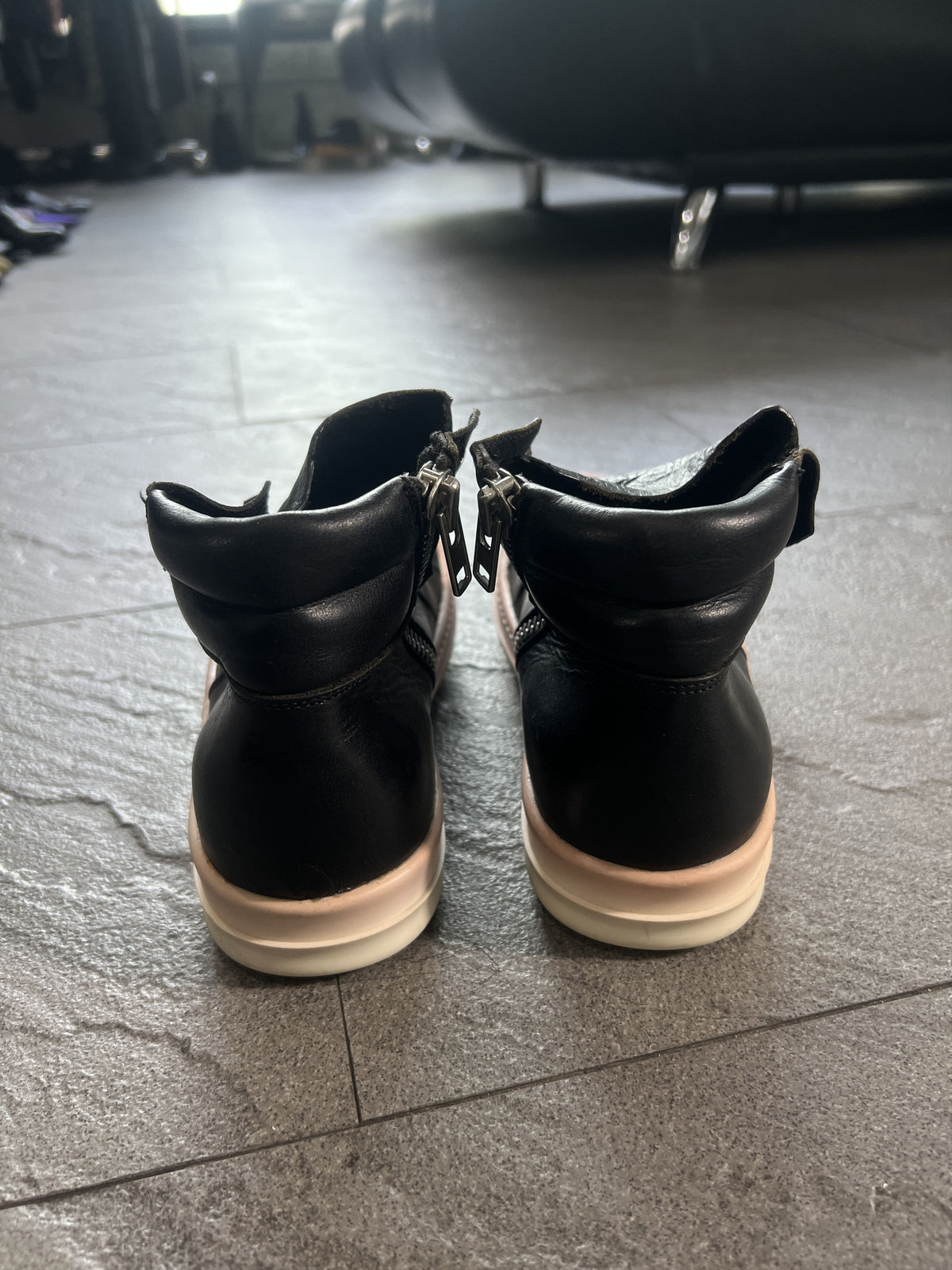 Rick Owens Leather Side Zip Sneakers Black EU36.5