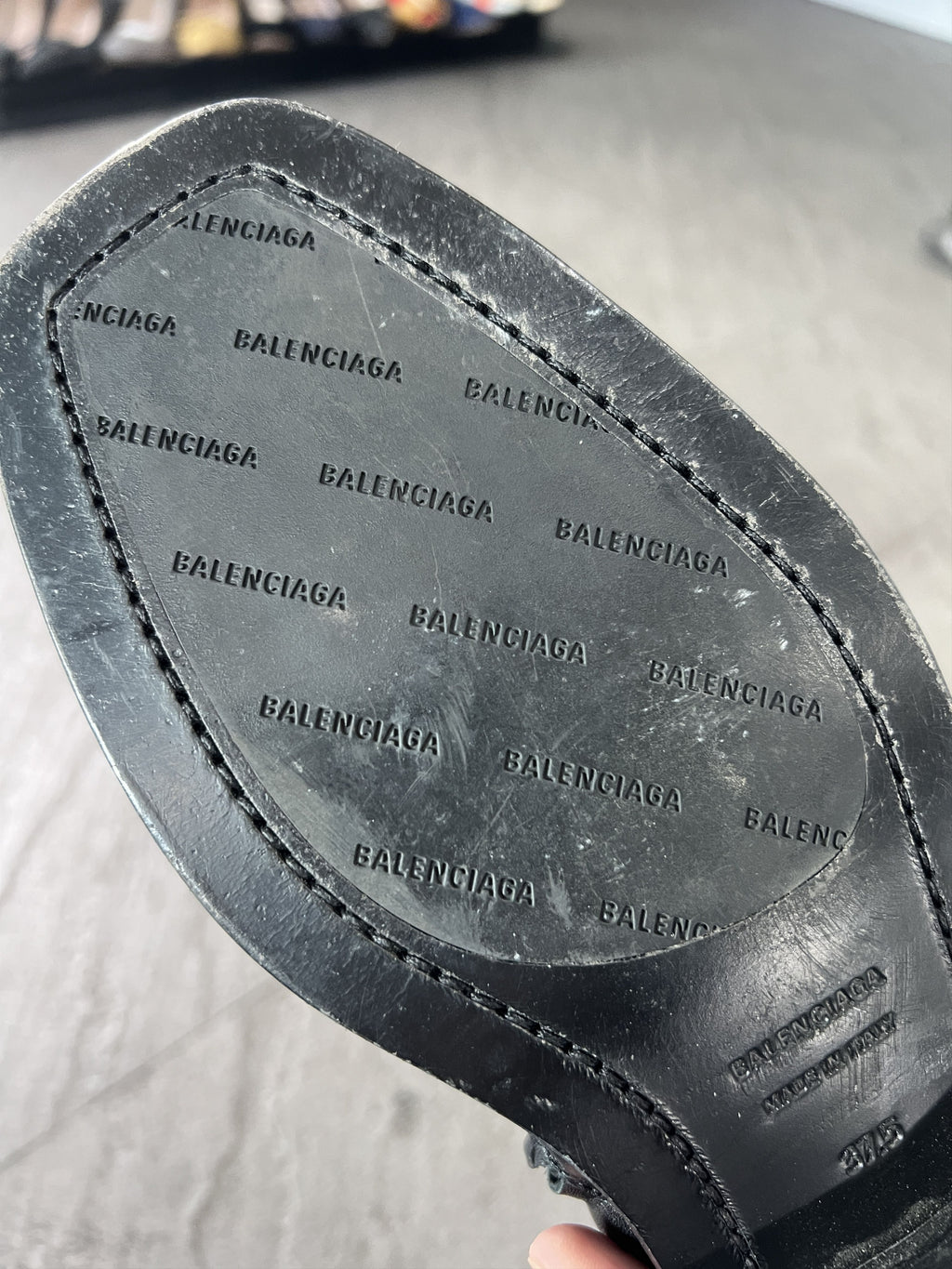 Balenciaga BB Heel Logo Leather Zip Ankle Boots 37.5