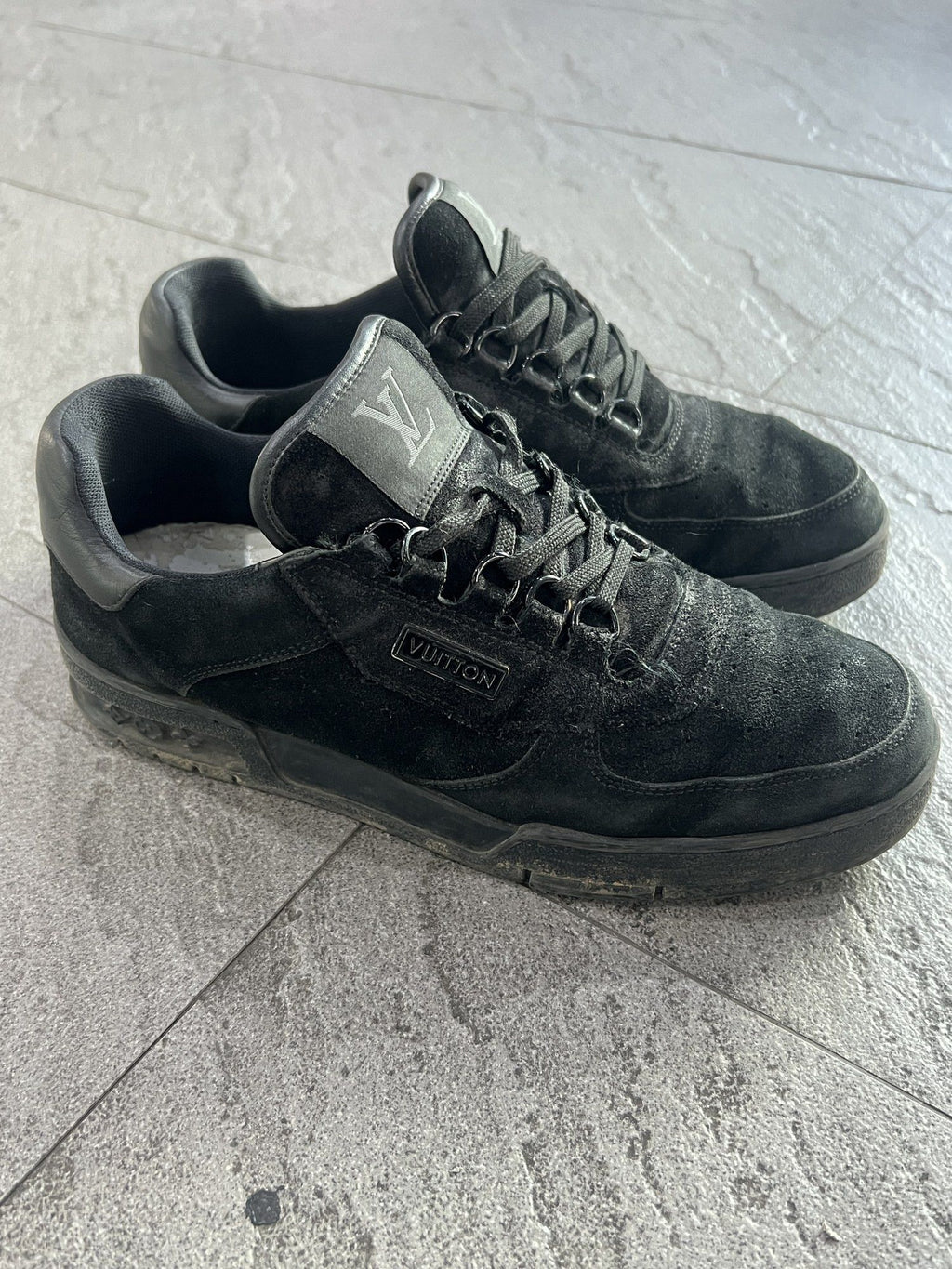 Louis Vuitton LV Trainer Black Suede UK 6.5