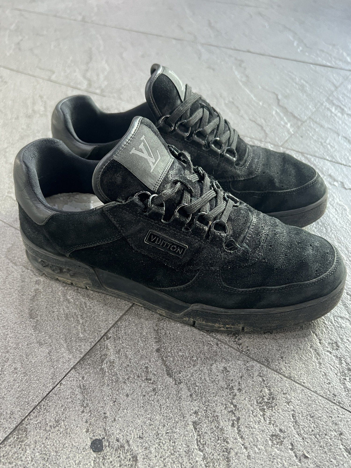 Louis Vuitton LV Trainer Black Suede UK 6.5