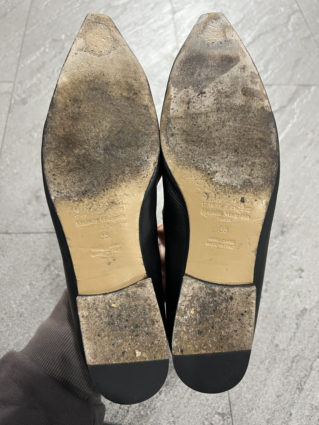 Maison Margiela 22 Black Leather Mary Jane Flats Pointed Toe