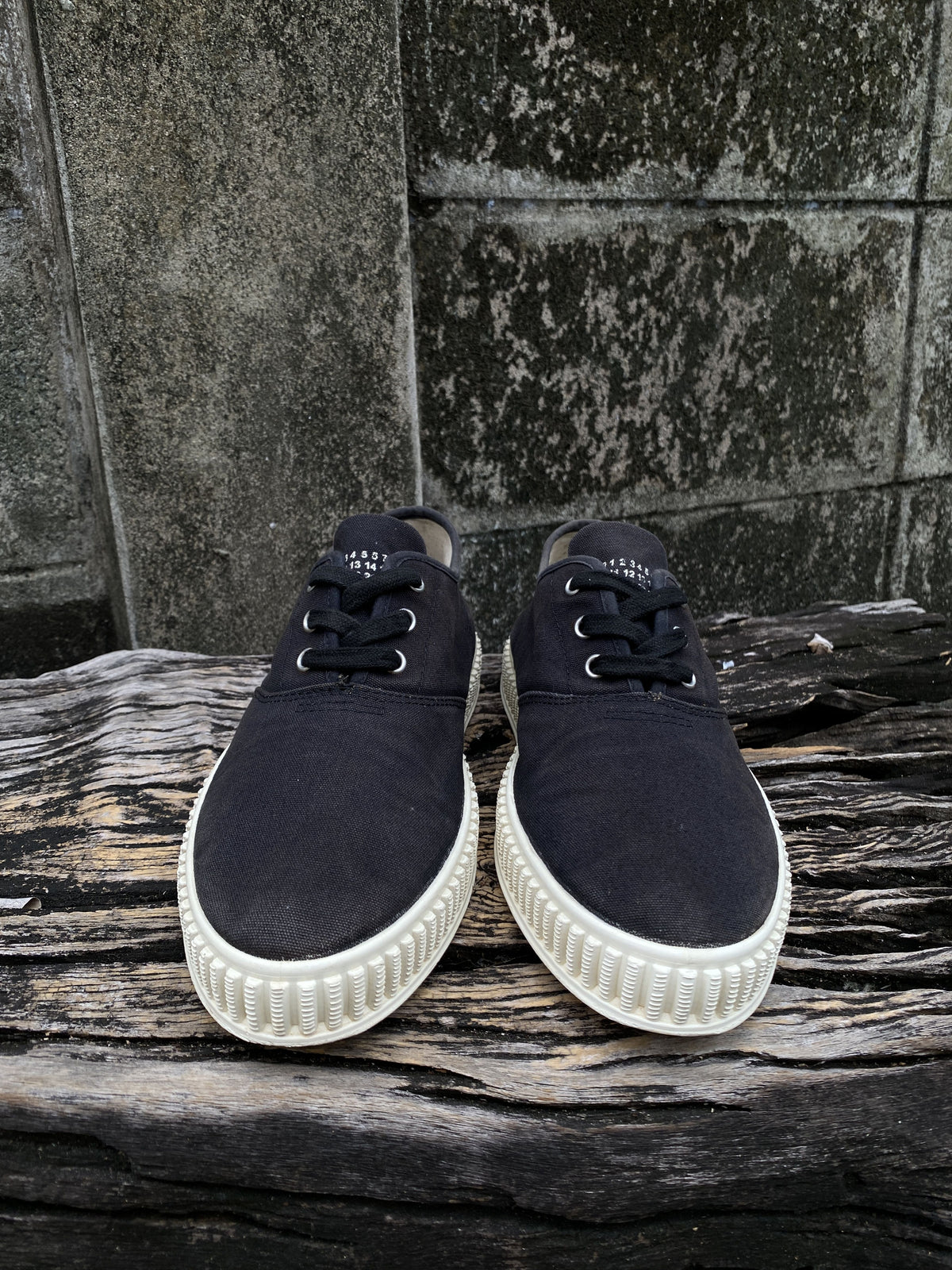Maison Margiela Black Canvas Low-Top Sneakers 41