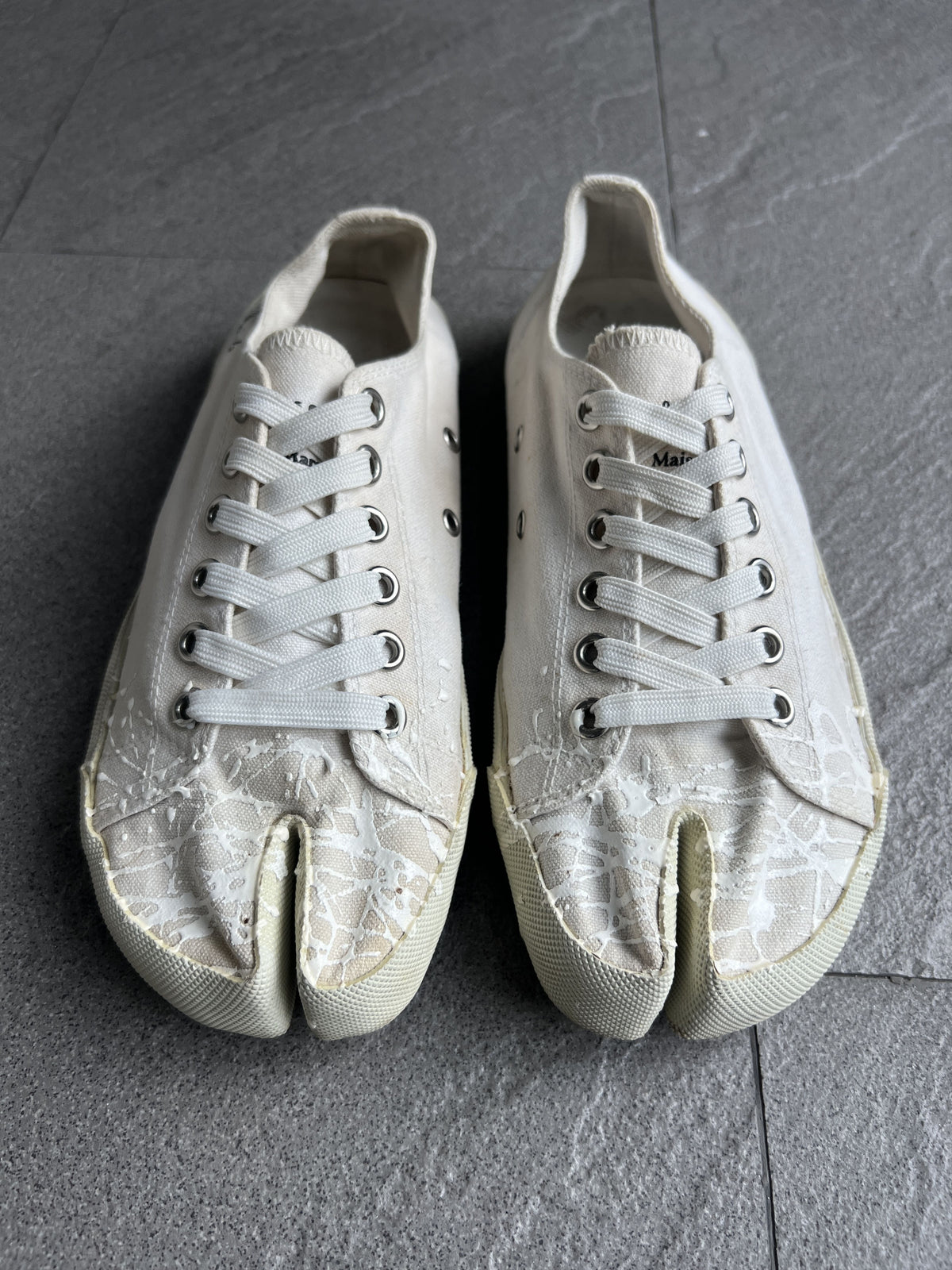 Maison Margiela Painted White Tabi Canvas Sneakers 41