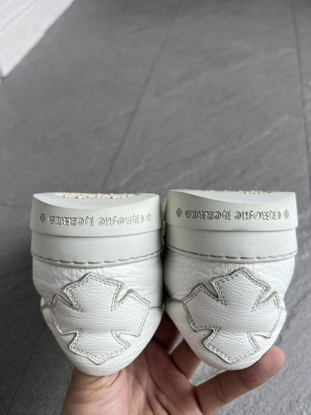 Chrome Hearts Dagger White Leather Slip-On Sneakers 40