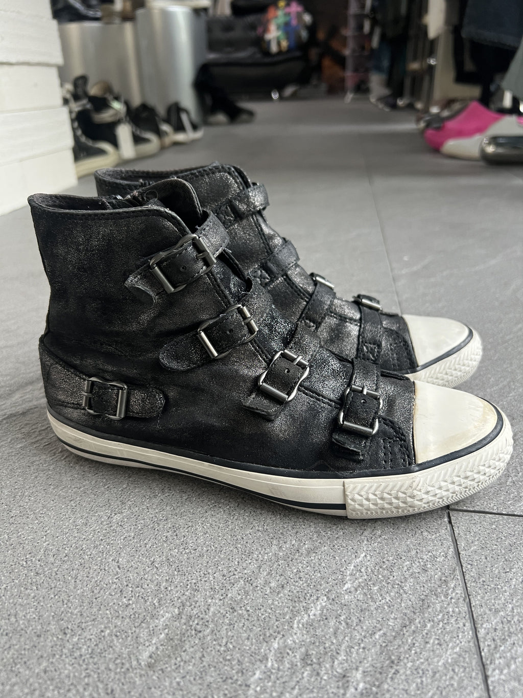 ASH Virgin Multi Buckle Leather High Top Sneakers EU36