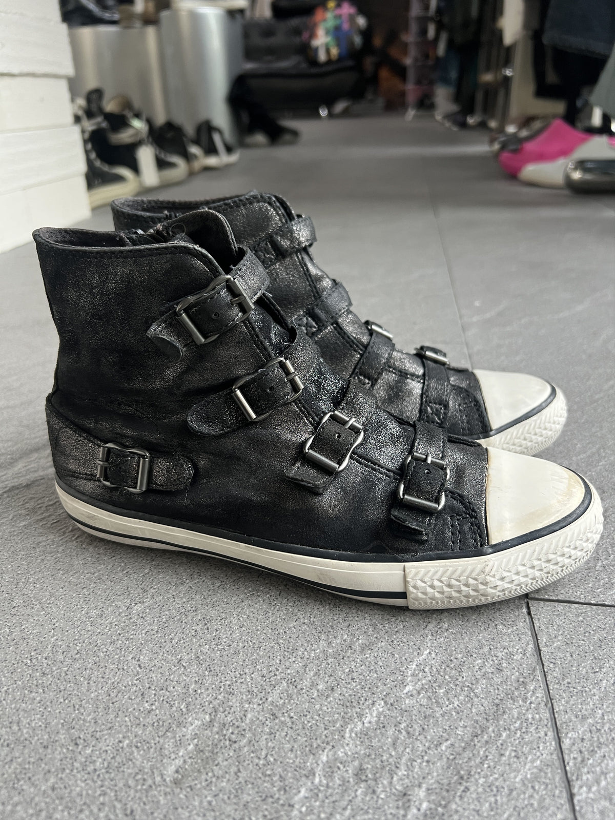 ASH Virgin Multi Buckle Leather High Top Sneakers EU36