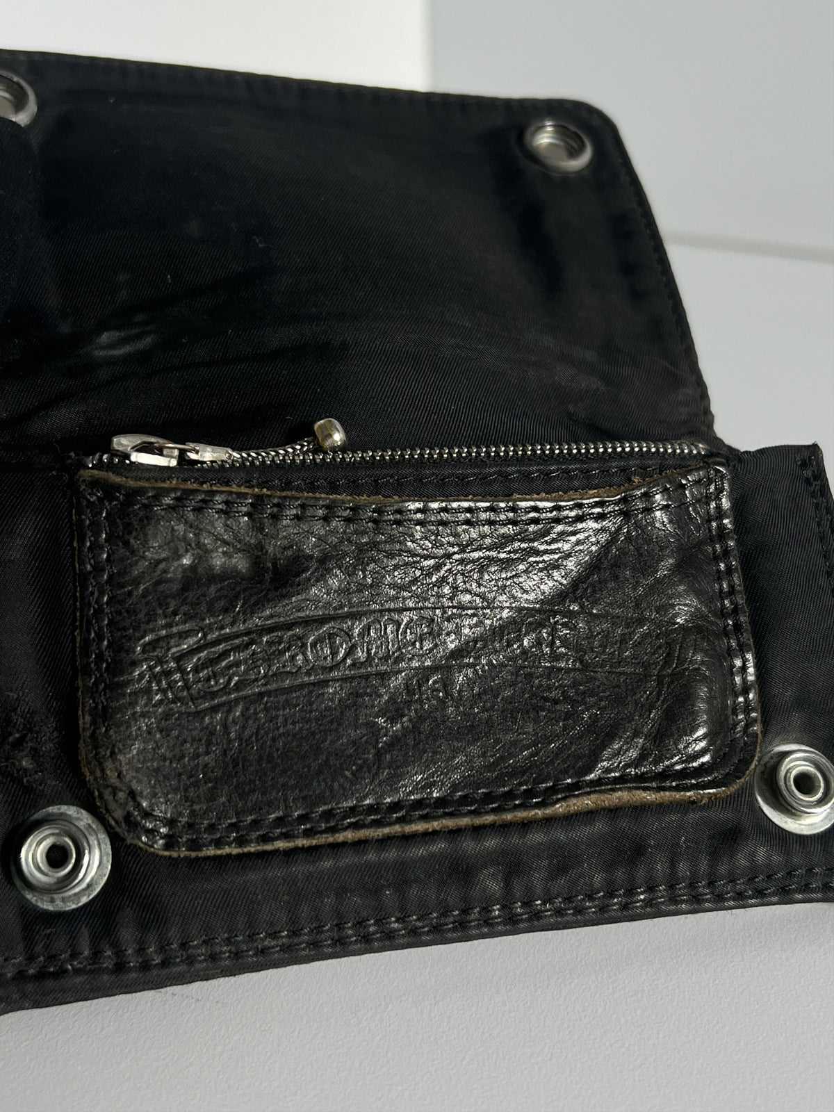 Chrome Hearts 1 Zip Nylon Snap Wallet Cross Button Black