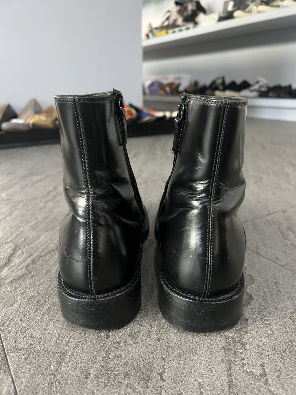 Balenciaga Leather Zip Boots Black EU41 Made Italy