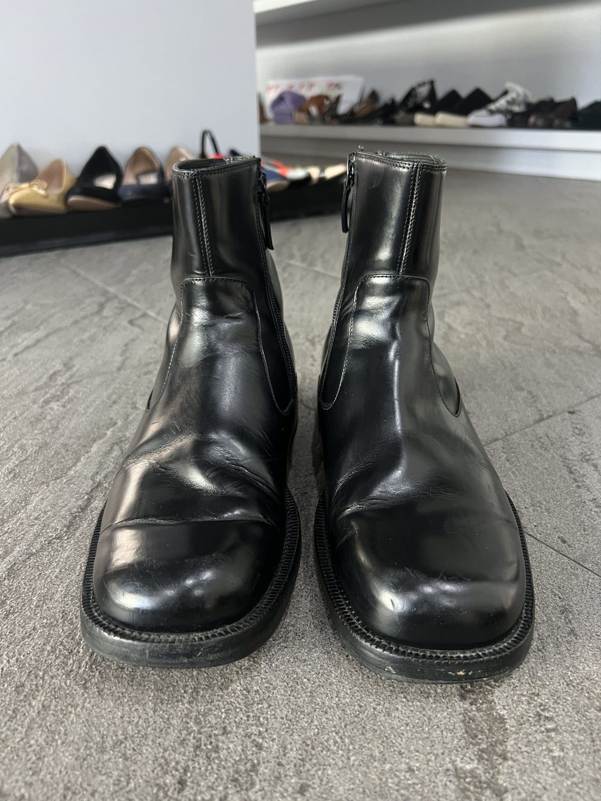 Balenciaga Leather Zip Boots Black EU41 Made Italy